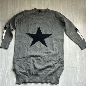 Gray Crewneck Sweater with Black Star Design